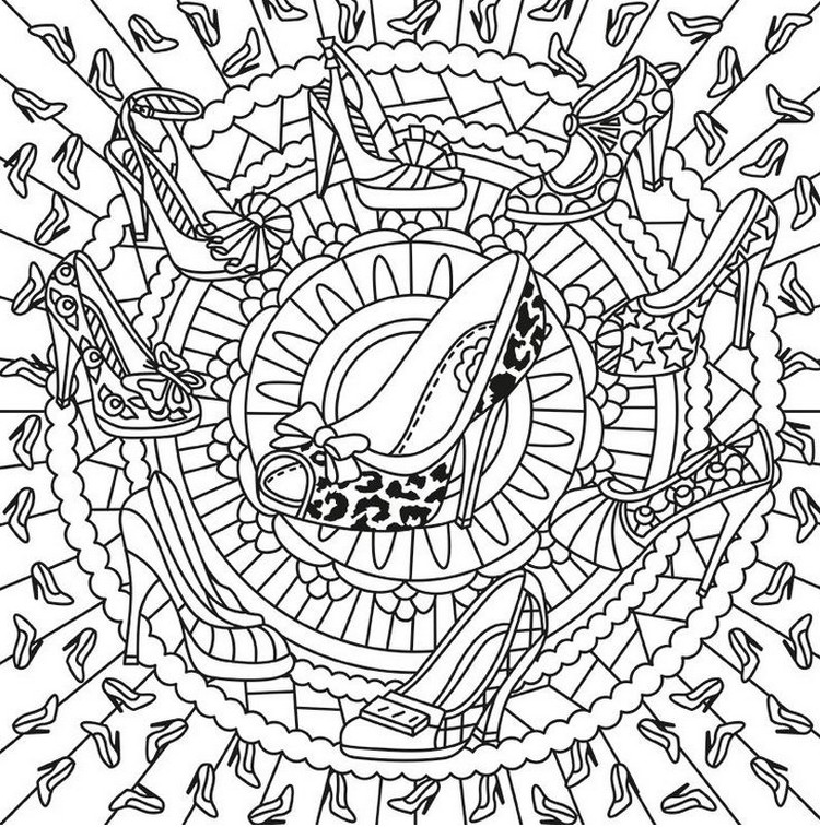 750x757 Adult Coloring Page Shoes Mandala Shoes 1