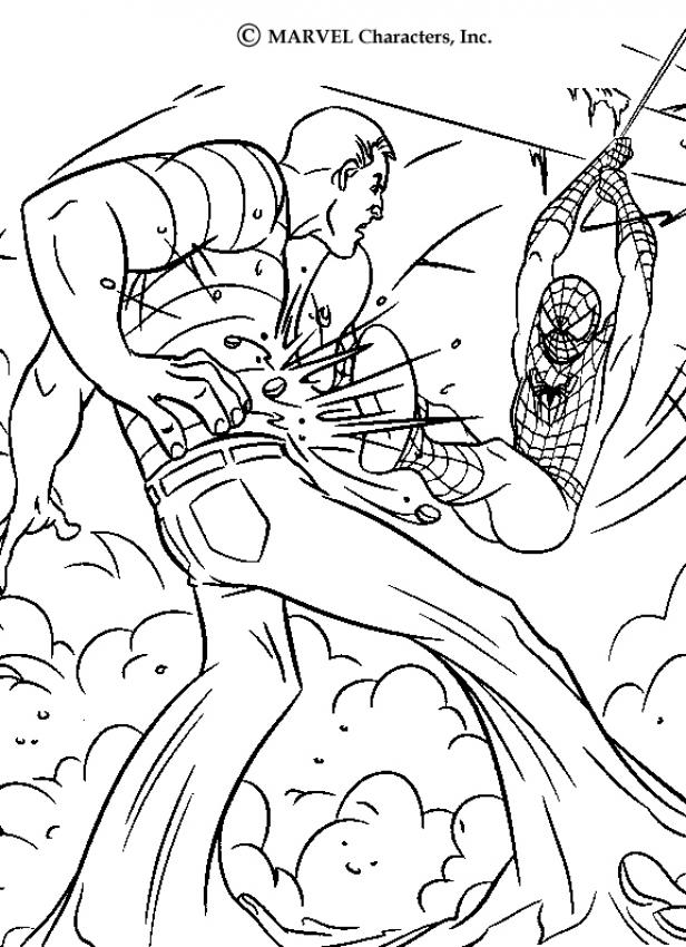 616x850 Spiderman Fighting A Duel With Sandman Coloring Pages