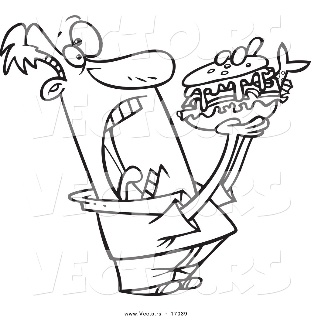 1024x1044 Vector Of A Cartoon Man Opening Wide For A Sandwich
