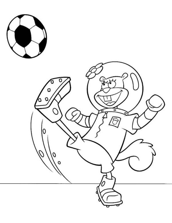 Sandy Playing Football Spongebob Squarepants Coloring Page 600x775 Sandy Playing Football Spongebob Squarepants Coloring Page