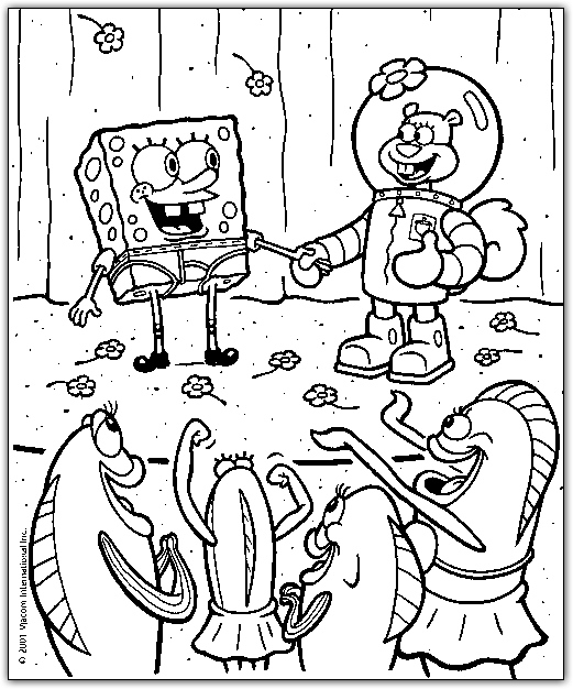 Spongebob With Sandy Coloring Page 521x626 Spongebob With Sandy Coloring Page