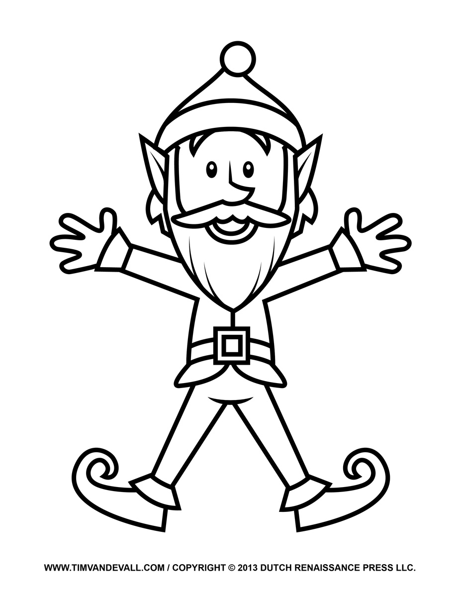 927x1200 Santa Elf Coloring Pages