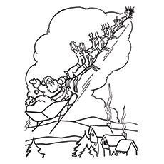 Santa And His Sleigh Coloring Pages