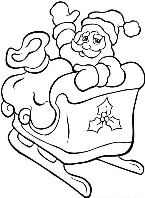 580x790 Printable Coloring Pages Christmas Santa With His Sleigh Kay'S