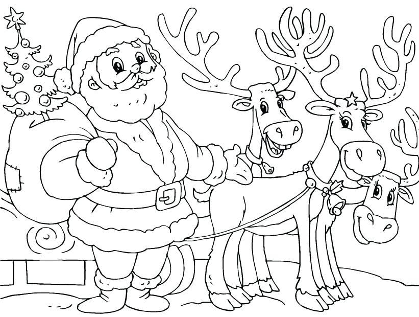 821x620 Coloring Pages Of Santa Claus In His Sleigh Santa Sleigh Coloring