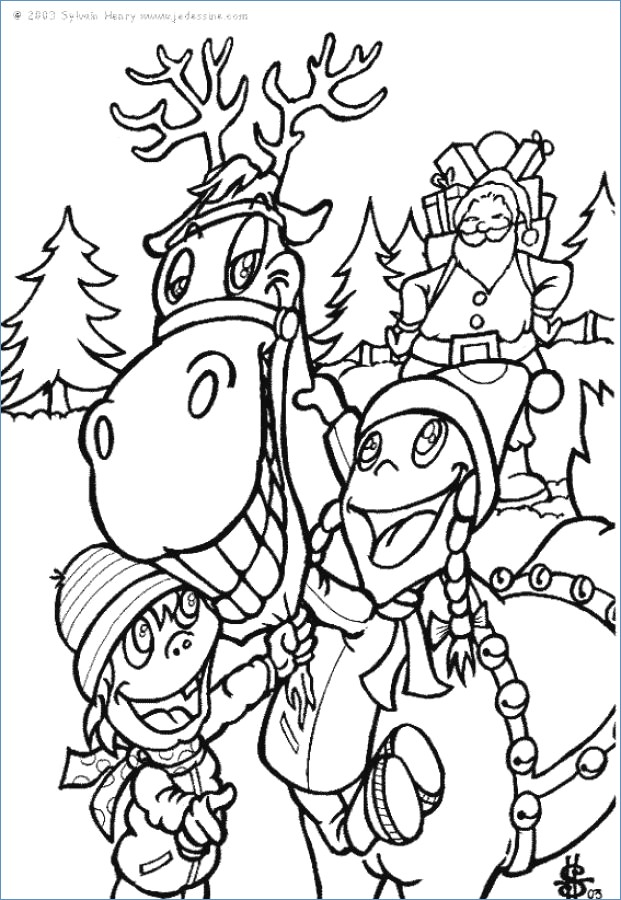 621x900 Rudolph And Santa Leigh Reindeers Coloring Page