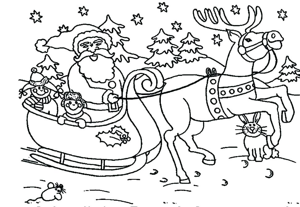 970x671 Santa And Reindeer Coloring Pages