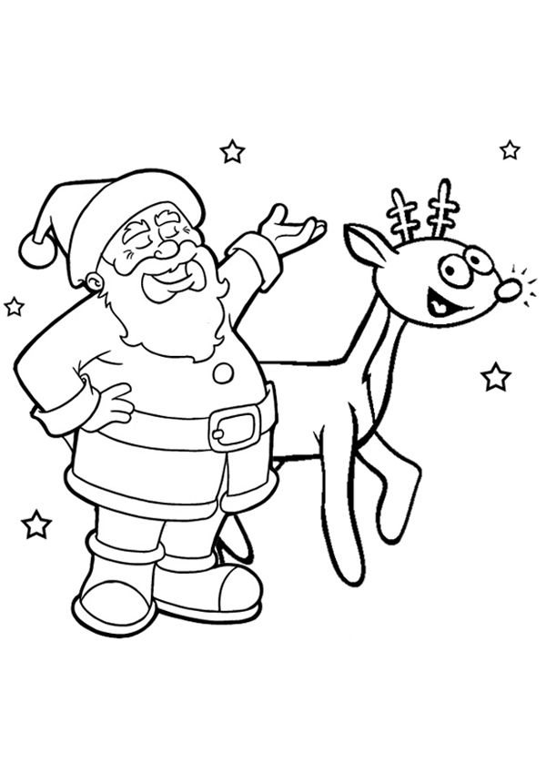 Free Online Santa Amp Rudolph Colouring Page 600x850 Free Online Santa Amp Rudolph Colouring Page