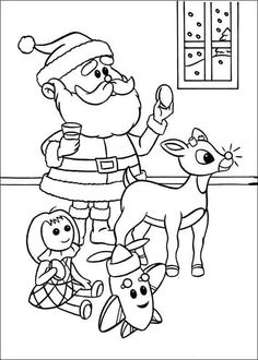 Printable Merry Christmas Santa And Rudolph Coloring Page 236x330 Printable Merry Christmas Santa And Rudolph Coloring Page