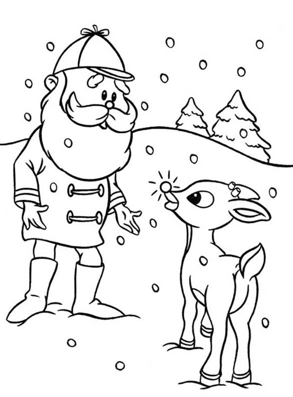 Rudolph Santa Colouring Pages Santa Ask Rudolph The Red Nosed 600x811 Rudolph Santa Colouring Pages Santa Ask Rudolph The Red Nosed
