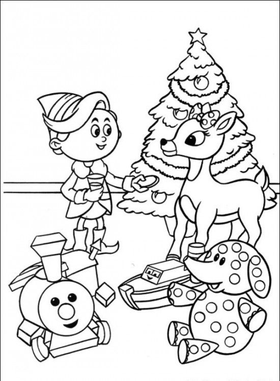 Santa Claus And The Red Nose Rudolph Reindeer Coloring Pages 550x749 Santa Claus And The Red Nose Rudolph Reindeer Coloring Pages