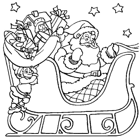 Santa Sleigh Coloring Page Amp Coloring Book 575x575 Santa Sleigh Coloring Page Amp Coloring Book