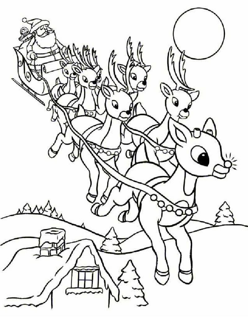 Santa And Reindeer Coloring Pages 800x1034 Santa And Reindeer Coloring Pages