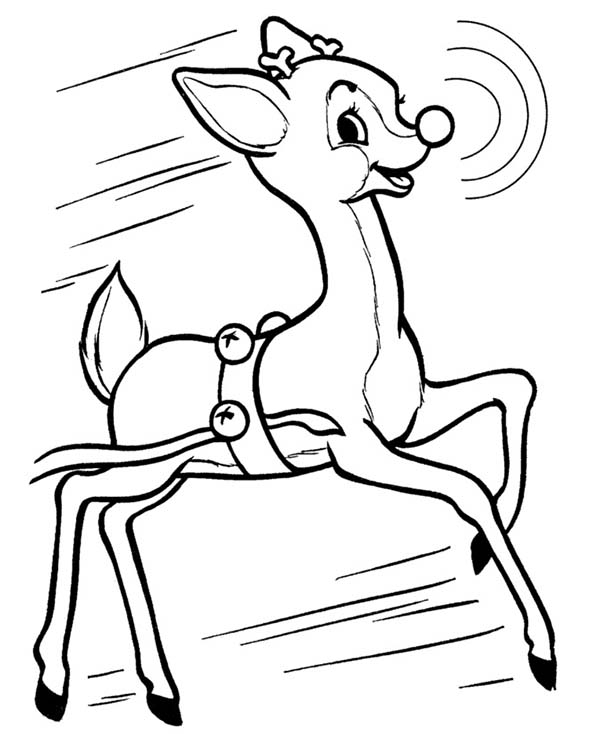 Santa Claus And The Red Nose Rudolph Reindeer Coloring Pages 600x734 Santa Claus And The Red Nose Rudolph Reindeer Coloring Pages