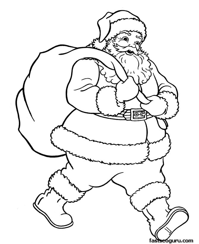 Christmas Santa Coloring Pages Printable 670x820 Christmas Santa Coloring Pages Printable