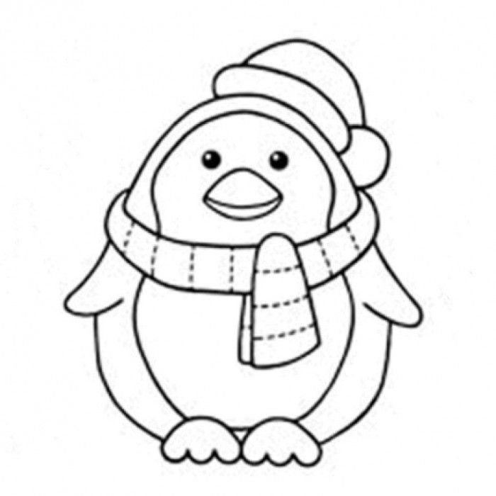 Penguin On Ice Wearing A Santa Hat Coloring Page For Kids 700x700 Penguin On Ice Wearing A Santa Hat Coloring Page For Kids