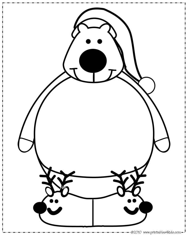 Print And Color Polar Bear Santa Hat Printables For Kids Free 800x1000 Print And Color Polar Bear Santa Hat Printables For Kids Free
