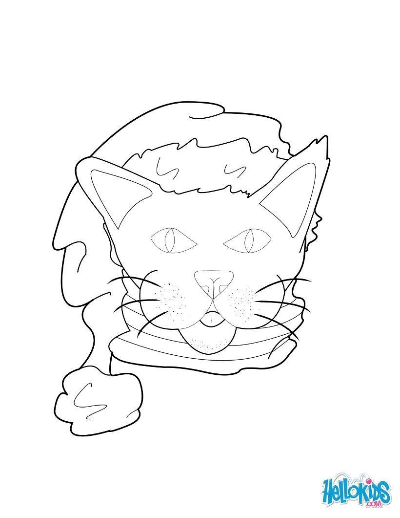 Cat With Santa Hat Coloring Pages 820x1060 Cat With Santa Hat Coloring Pages