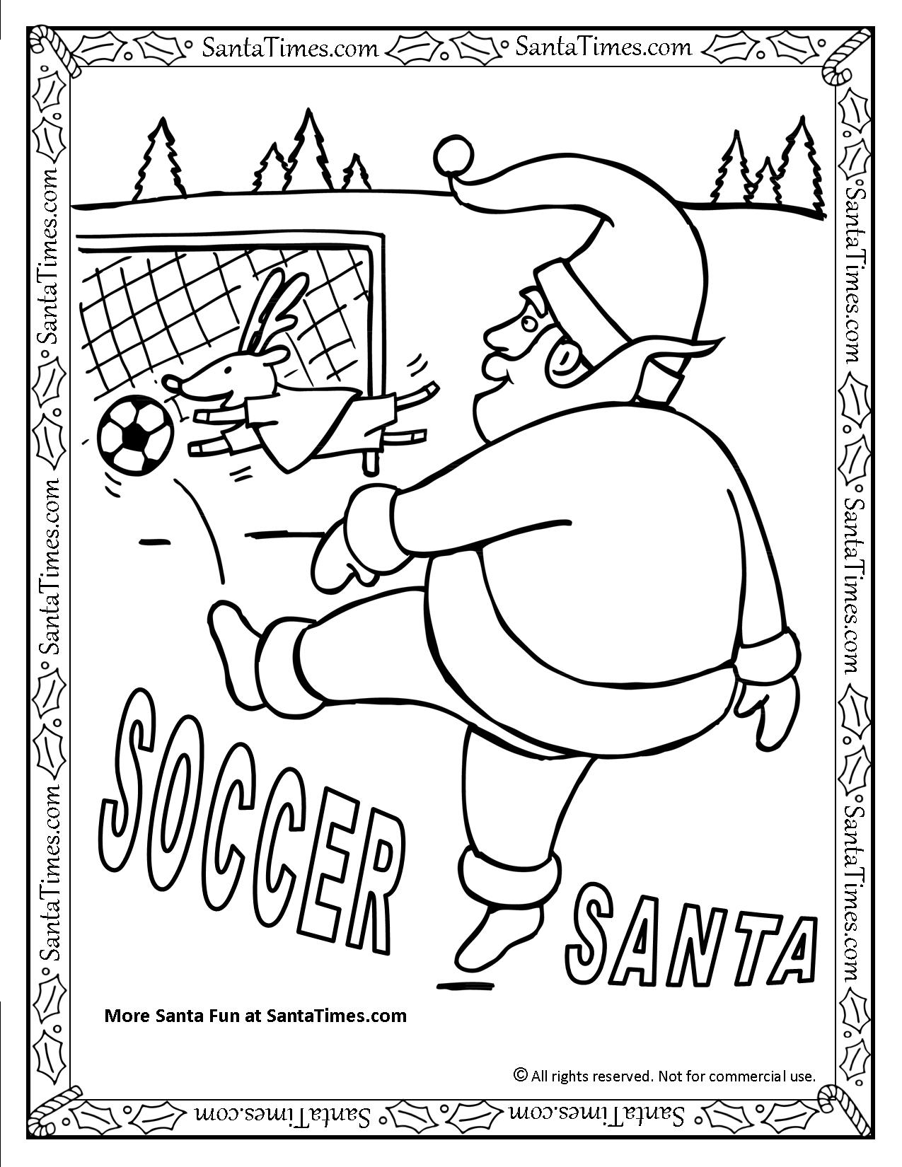Soccer Santa Printable Coloring Page 1275x1650 Soccer Santa Printable Coloring Page