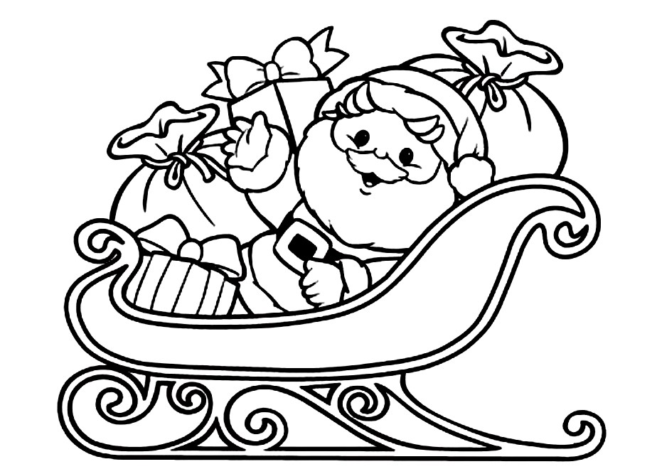 924x660 Christmas Santa Sleigh Coloring Pages