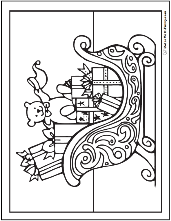 590x762 Coloring Pages Christmas Santa Sleigh