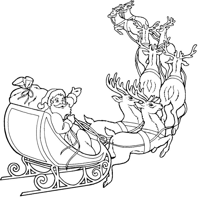 800x794 Santa Claus And Deer Coloring Page Needlework Snowmen Amp Seasons