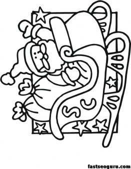 262x338 Printable Santa Sleigh Coloring Pages For Kids