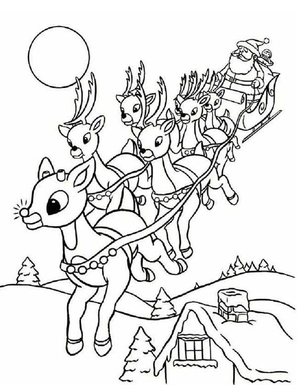 600x776 Rudolph The Red Nosed The Leader Of Santas Reindeer Coloring Page