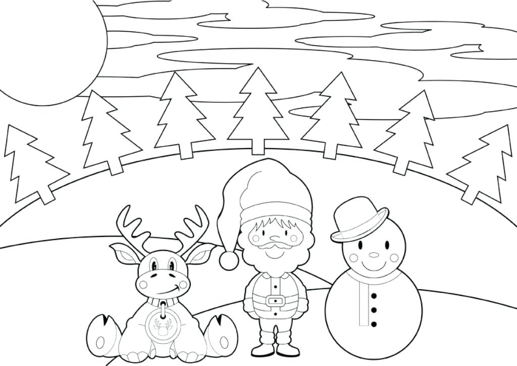 1024x725 Santa And Reindeer Coloring Pages In Addition To And Reindeer