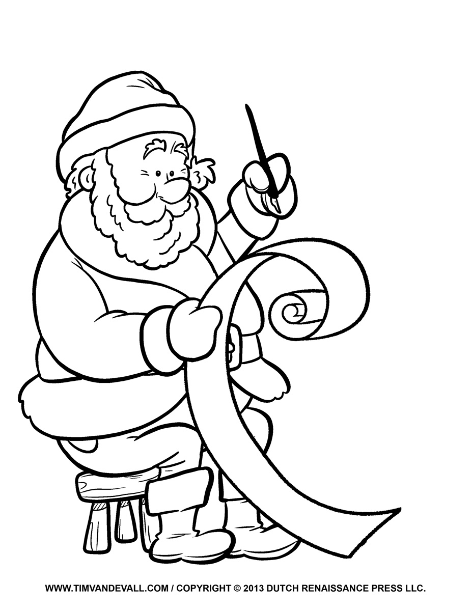 927x1200 Santa Clipart Coloring
