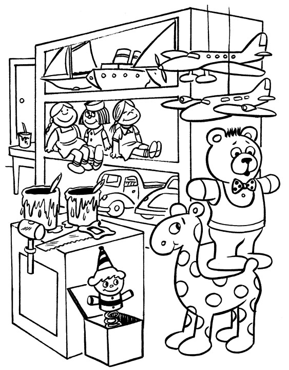 563x720 Printable Christmas Coloring Page Elves' Workshop Christmas