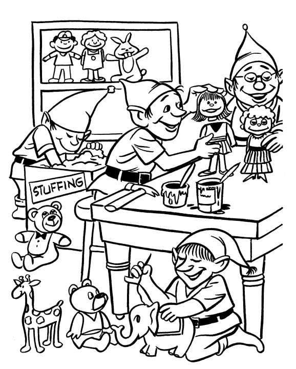 578x720 Christmas Workshop Coloring Sheets Printable Christmas Coloring