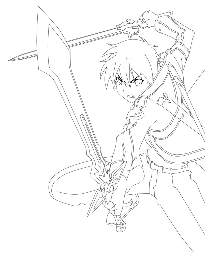 806x992 On Sword Art Online Coloring Pages Kirito