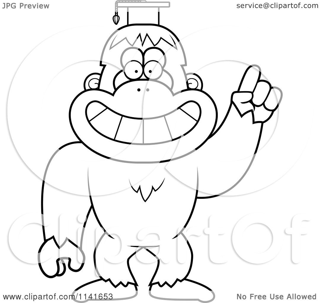 1080x1024 Cartoon Clipart Of A Black And White Bigfoot Sasquatch Professor