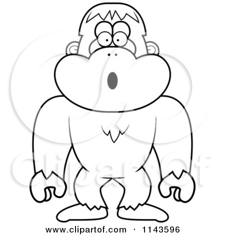 450x470 Cartoon Clipart Of A Black And White Shocked Bigfoot Sasquatch