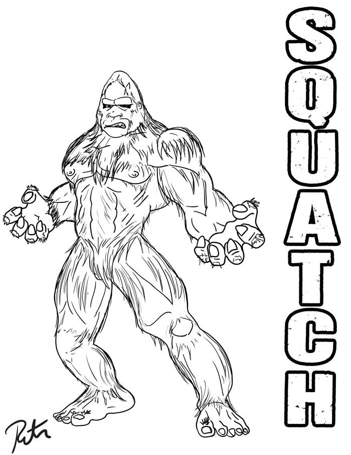 700x906 Finding Bigfoot Squatch Lineart By Rictor