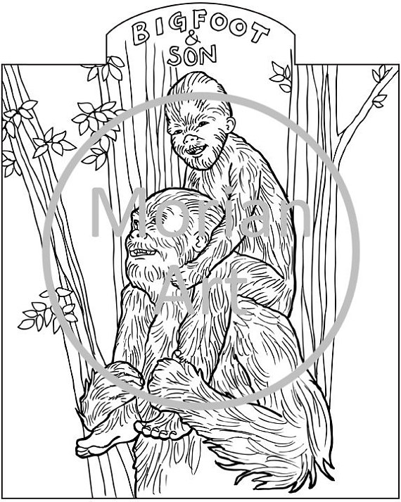 570x713 Items Similar To Bigfoot Printable Coloring Page On Etsy