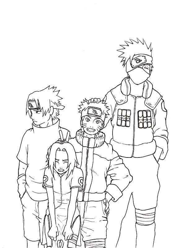 600x800 Coloring Sasuke Naruto Sakura And Kakashi Coloring Page Naru