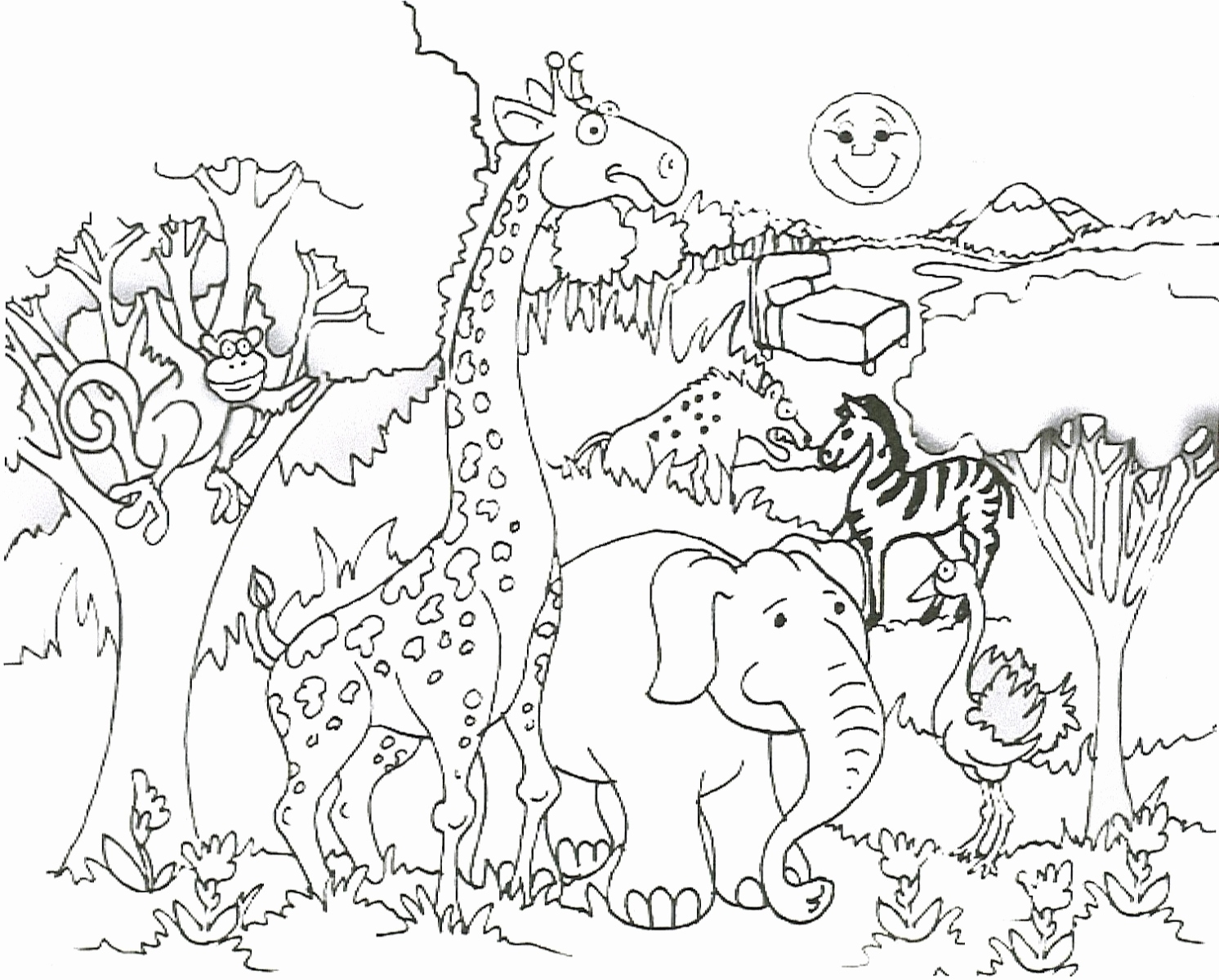 1492x1200 Savanna Animals Coloring Pages To Print Coloring For Kids 2018