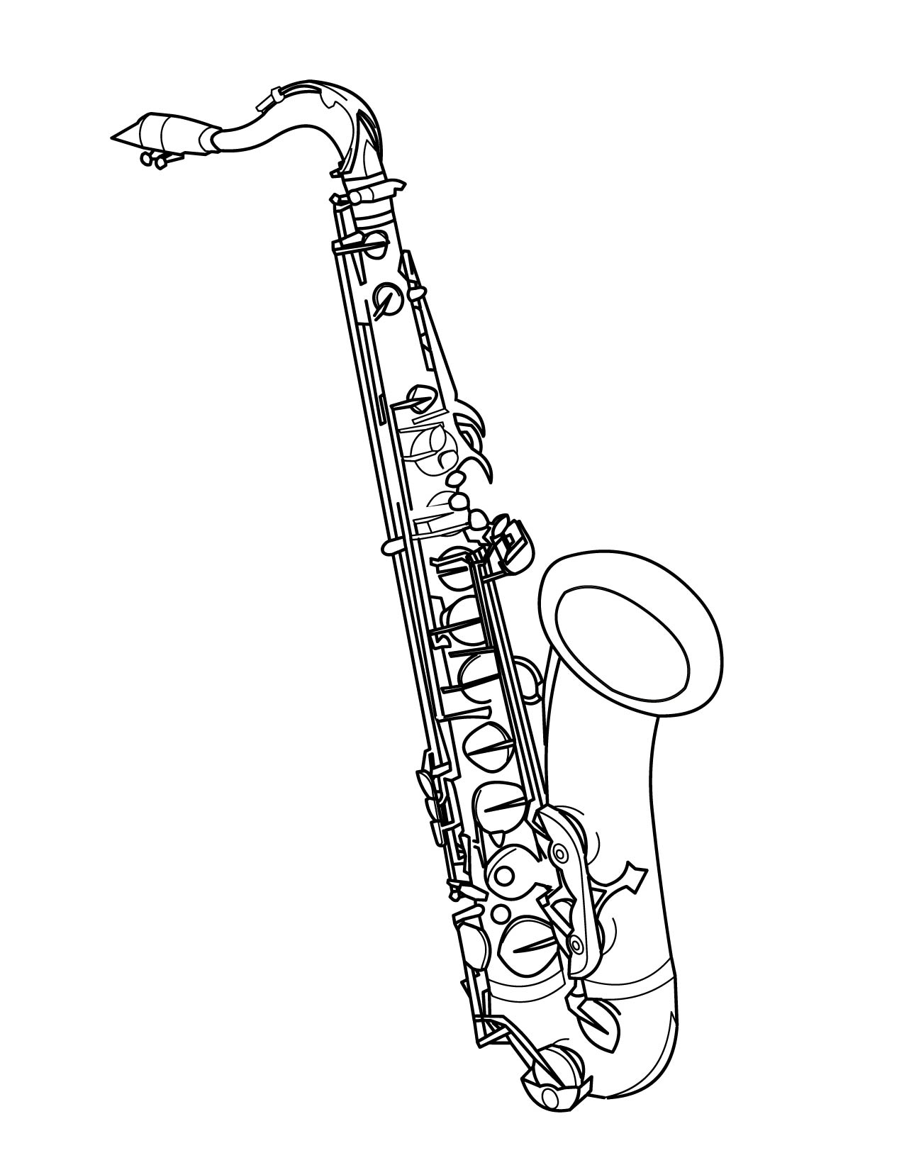 Saxophone Coloring Page 1275x1650 Saxophone Coloring Page