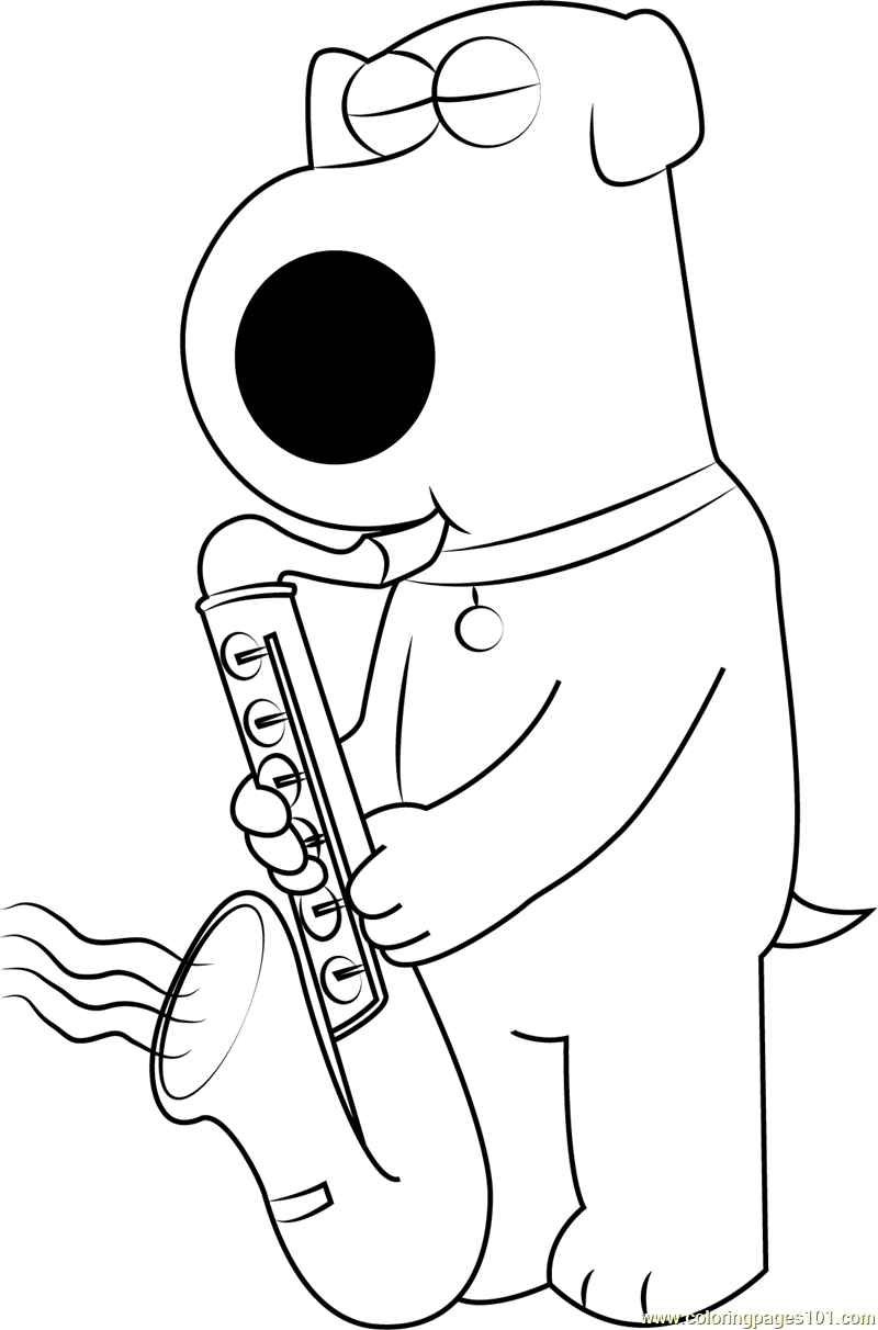 Brian Griffin Playing Saxophone Coloring Page 800x1212 Brian Griffin Playing Saxophone Coloring Page