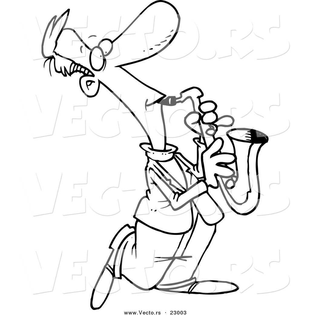 Vector Of A Cartoon Sax Player 1024x1044 Vector Of A Cartoon Sax Player