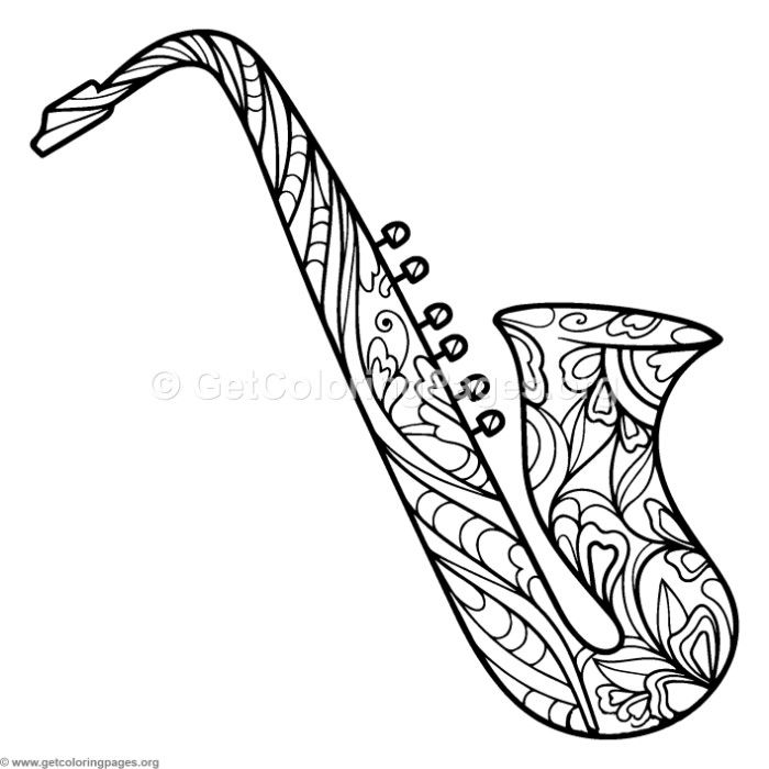 Free Download Zentangle Saxophone Coloring Pages 700x700 Free Download Zentangle Saxophone Coloring Pages