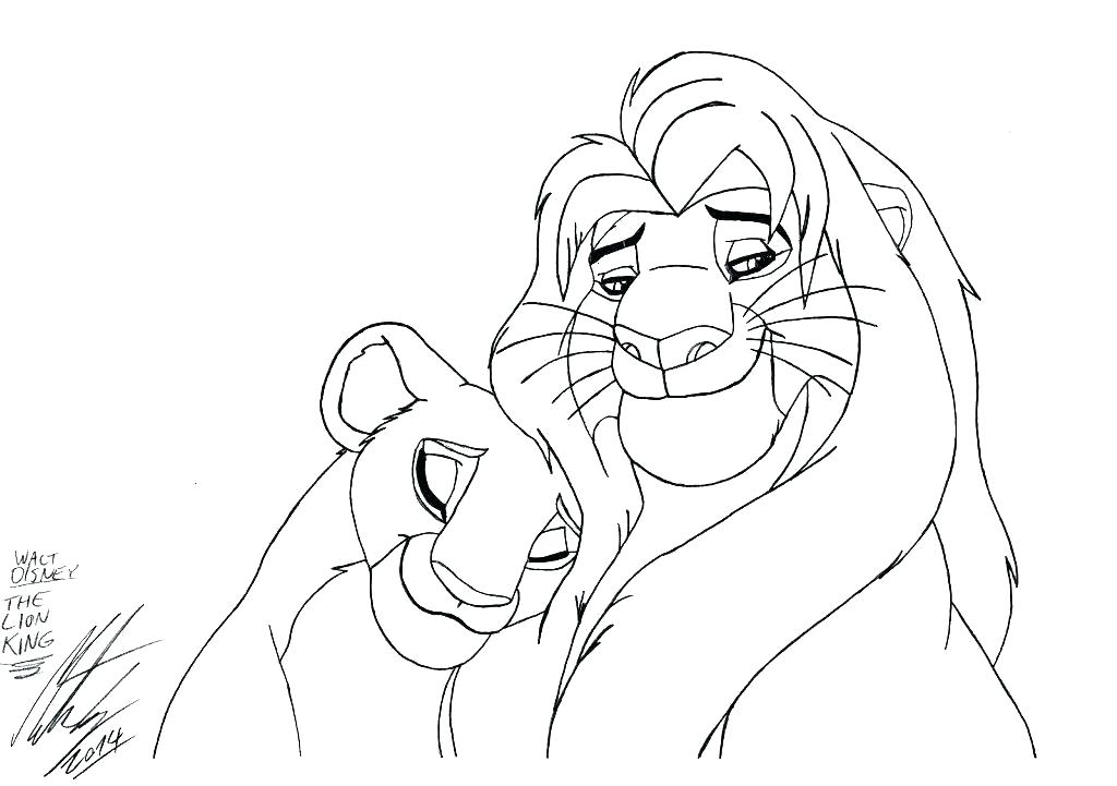 1024x721 Simba And Mufasa Coloring Pages Lion King Best Collection Awesome