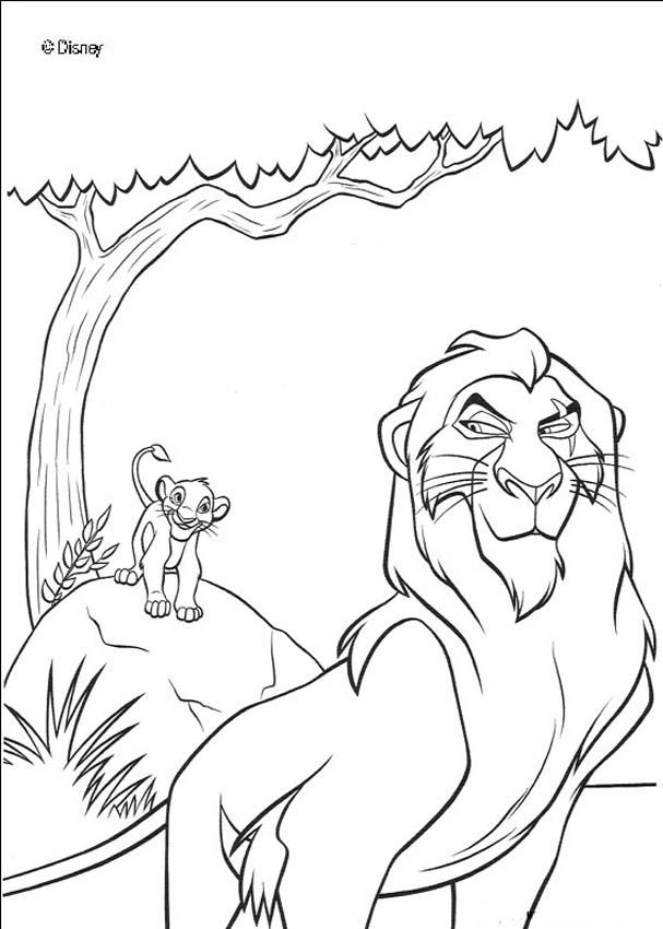 607x850 Simba And Uncle Scar Coloring Pages