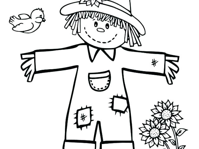 640x480 Scarecrow Coloring Pages Thanksgiving Scare Crow Coloring Page