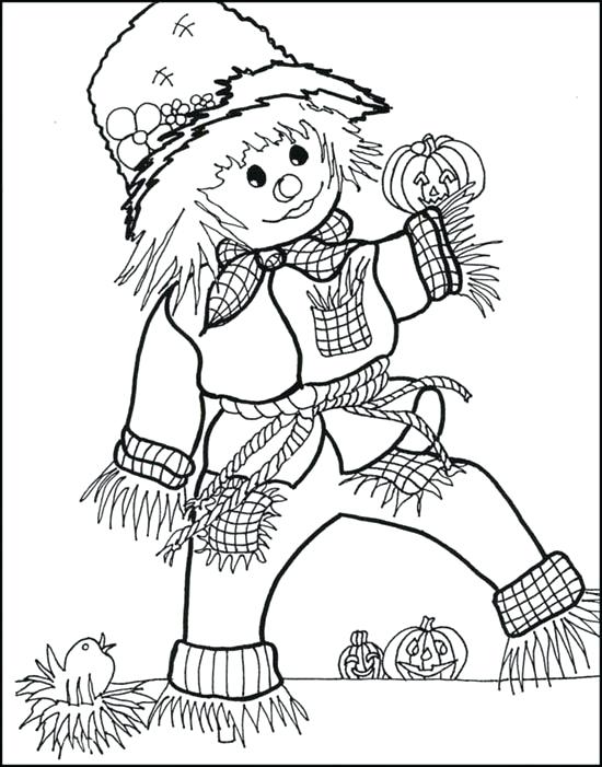 550x701 Scary Scarecrow And Pumpkin Coloring Pages Printable Scarecrow