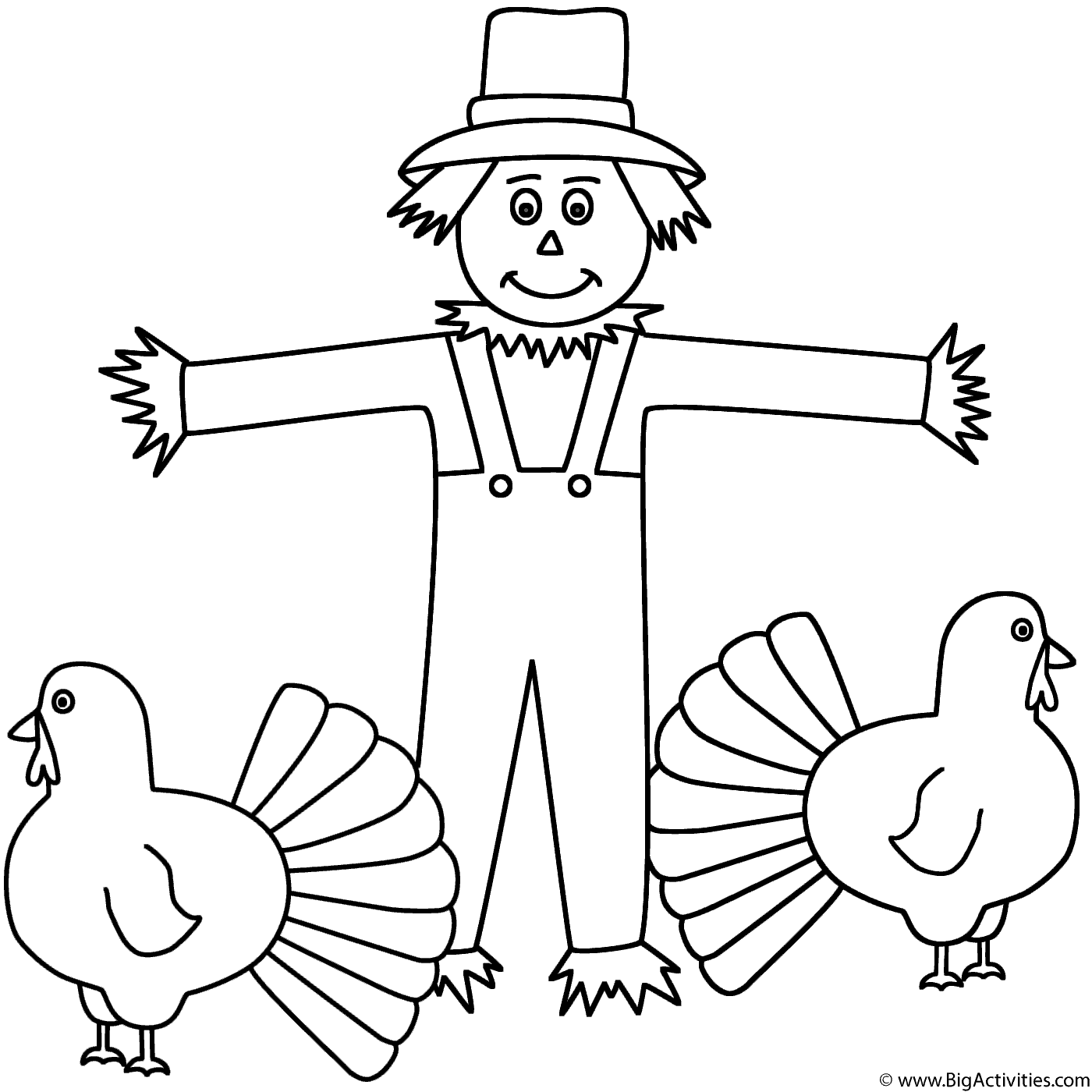 Turkeys With Scarecrow Coloring Page Thanksgiving Scarecrow 1400x1400 Turkeys With Scarecrow Coloring Page Thanksgiving Scarecrow