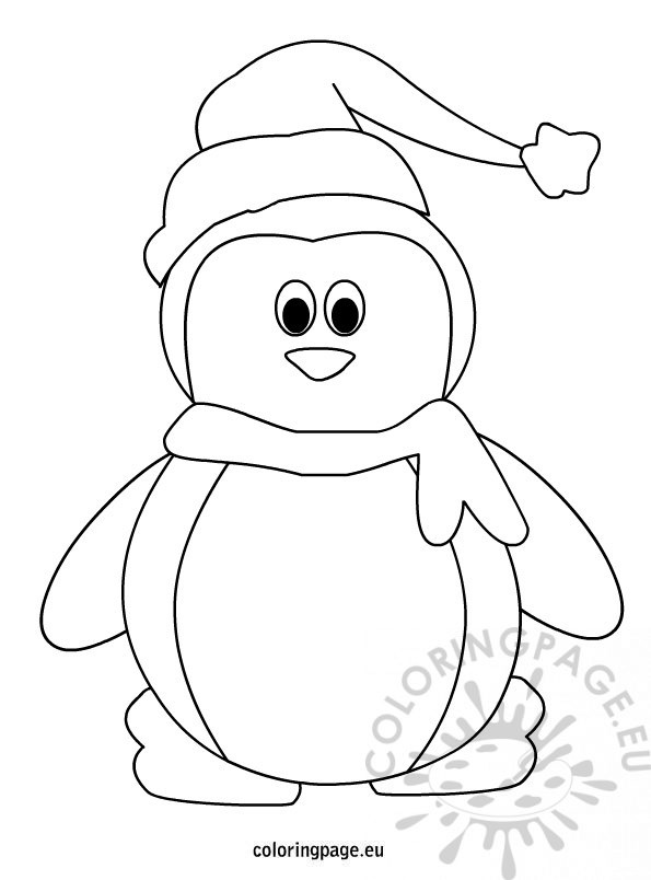 595x804 Penguin With Hat And Scarf Coloring Page