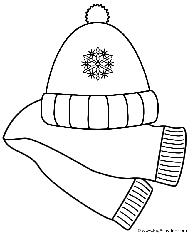 640x800 Scarf Coloring Page Scarf And Winter Hat Coloring Page Clothing